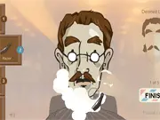 Shave Time free online game screenshot, showing a shaving brush, cream, and razor being used on a man's face.