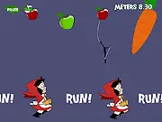 Spider Stickman 4 online game featuring the stickman hero web-swinging with Red Riding Hood