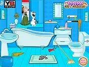 Elsa Winter Bathroom Clean Up free online game, princess cleaning the bathroom, tidy up activity game.