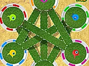Guide Us Back Home game screenshot, colorful aliens and houses puzzle game online