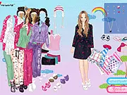 Pajama Party Korean online game dress up, girl in K-fashion pajamas, Korean themed slumber party free game