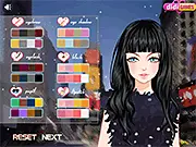 Fashionable girl Kate wearing a jacket with a large statement collar in the New York Spring dress up game