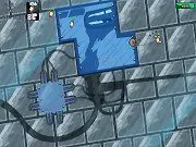 The Tickler free online action game screenshot showing a military cyborg destroying multiple enemies with claws, saws, and lasers