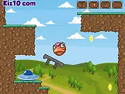 Push Ur Hero free online game screenshot, bounce alien hero into stars, physics puzzle springboard game
