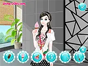 Two stylish girls posing with an ice cream cone after their makeover in the Ice Cream Girls Makeover online game