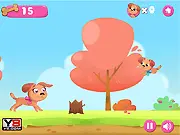 Pinkly Run online game, free puppy runner platformer, cute dog collecting treats and rescuing puppies
