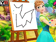 Free online drawing game featuring Frozen Princess Anna teaching players how to paint animals