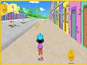 Dora's Great Roller Skate Adventure online game, free Dora the Explorer game, Dora and Boots collecting skate coins