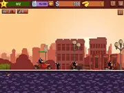 Gangster's Way game screenshot showing an action scene with a character shooting in a dark city street, play free online gangster action game