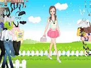 Park Parade Dress Up online game, styling a model for a hot day fashion walk, free virtual dressup game