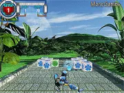 Treasures of Planets 3D online arcade game screenshot, showing a robot paddle and balls bouncing off blocks