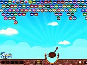 Angry Birds Crazy Shooter online game screen showing clusters of red, blue, and yellow Angry Birds being shot by the player to match colors