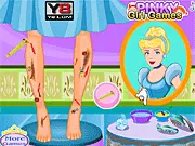 Cinderella Princess Foot Doctor game showing a player removing a thorn from the princess's injured foot