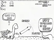 Doodle Dino Bowl free online game screenshot, launching a bowling ball for maximum distance.
