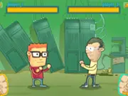 Nerds Vs Geeks 2 player fighting game free online, arcade action showdown in a science lab, nerdy characters fighting
