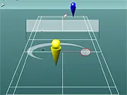 Badminton 3 game screenshot, animated player hitting a shuttlecock over the net, free online badminton sports game