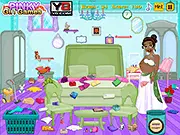 Tiana's Messy Room Clean Up free online time management game helping a pregnant woman clean her messy room on PlayArcadeHub