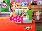 Play Anna Tailor Fashion online game, learning to cut and sew clothes with Princess Anna