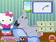 Jumbo at Hello Kitty Hair Salon Online game screenshot showing character receiving a stylish haircut and makeover