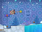 Piggy Wiggy Seasons Physics Puzzle game screenshot showing pigs connected by rope trying to reach a pile of nuts