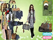 Screenshot of the Forefront of Fashion dress-up game, showing a model wearing a sophisticated, modern outfit that blends various global fashion trends.