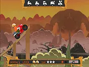 Fat Biker Stunts free online game featuring a cartoon biker performing a jump and flip in the air