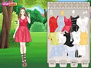 Roman Sandals Dress Up game screenshot, play free online fashion and makeover game, model wearing strappy sandals and skirt
