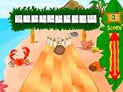 Beach Bowling free online sports game, line up a shot to get a strike on the sand on PlayArcadeHub