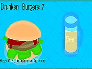 Drunken Hamburgers free online physics puzzle game where you draw lines to guide beer to burgers