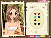 Screenshot from Ada's Travel online game showing Ada and friends preparing a picnic basket filled with delicious food for a trip to the forest