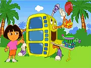 Dora the Explorer and Diego using the Super Silly Costume Maker, child creating a wacky online costume, free Dora dress-up game screenshot