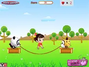 Little Katy learning to jump rope in the free online timing game Jumping Katy