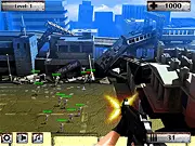 Zombie Battlefield free online game, player defending a barricade against a zombie horde, defense shooting game