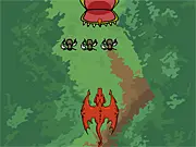 Screenshot of Dragon And The Zodiac top-down shooter game showing a dragon flying and shooting fireballs at enemies while dodging bullets to rescue a Zodiac animal
