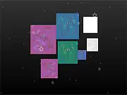 Screenshot of Blips Strategy Puzzle online game showing colored squares on a grid touching each other to earn points.