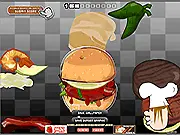 Beefy HamBurger Designer free game screenshot, building a tall hamburger online, creative cooking game