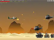 Ben 10 Overkill Apache free game screenshot showing an Apache helicopter firing missiles over a destroyed landscape