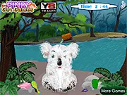 Baby Koala Clean Up free online care game, giving a baby koala a shower, grooming simulation on PlayArcadeHub