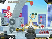 First-person perspective of a police sniper using a scope to aim at a target during a tactical training exercise in the free online shooter game.