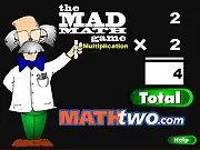 Mad Math Multiplication free online game screenshot showing a basic screen with two numbers to multiply and an answer box