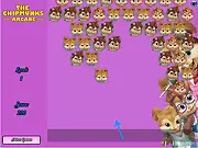 Bubble Shooter Chipettes free game screenshot showing Brittany, Jeanette, and Eleanor bubbles ready to be matched