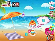 Baby Beach Prepare free online summer caretaking game, little girl packing for the beach, applying sunscreen and playing
