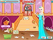Elsa Castle Clean Up free online house cleaning game, Princess Elsa tidying up a messy castle, fun organization game