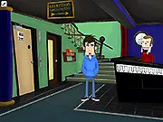 Skip Around the World Finland online game featuring Skip the character in a snowy landscape with a traditional Finnish sauna
