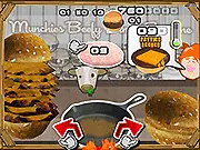 CheeseBurger Supreme online game featuring a perfect, tall cheeseburger with melted cheese and a spatula