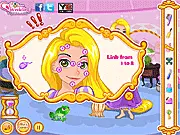The 'Rapunzel Date Slacking' game screen showing Rapunzel secretly trying to put on makeup while Mother Gothel is looking away or busy.