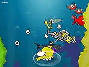 Deep Dive Flash online game, featuring a friendly whale and fish in the ocean background