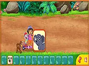 Dora the Explorer Find Those Puppies game image featuring Dora, Boots, and a puppy on a scooter