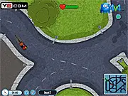 Screenshot of Towing Truck Parking Mania game showing a yellow tow truck hauling a car through city streets.