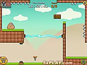 Pou Fix Spaceship online game screenshot of Pou running on an alien planet with his crashed ship in the background